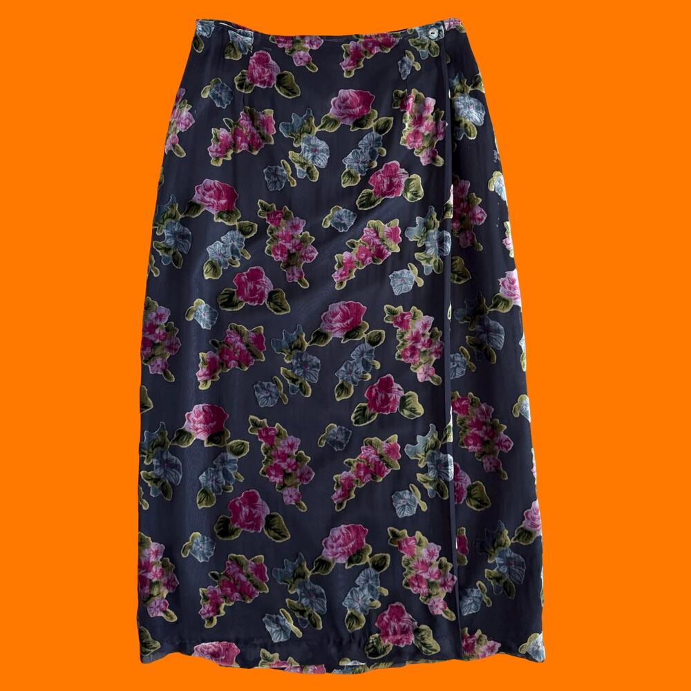 90's vintage velvet burnout silk rayon whimsigoth maxi skirt Size 12 ny&co